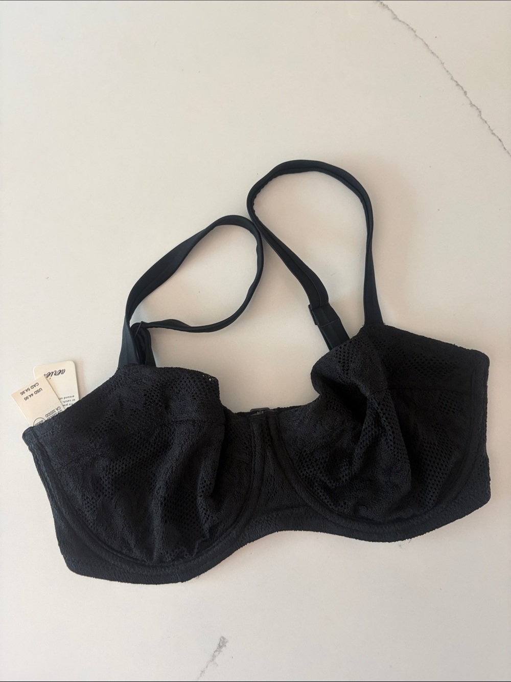 aerie Black Mesh Underwire Bikini Top